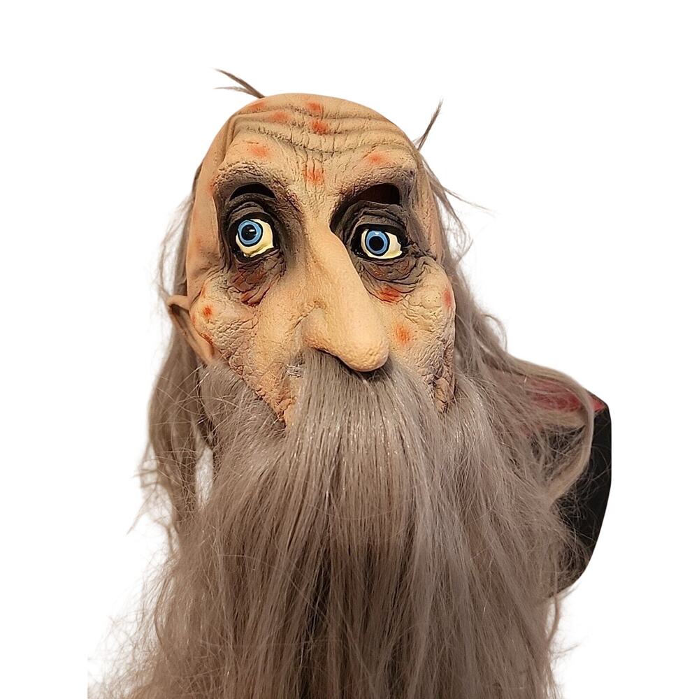 TROLL MASK 1996 Vintage LONG HAIR & BEARD LOTR Old Man PAPER MAGIC GROUP Prop